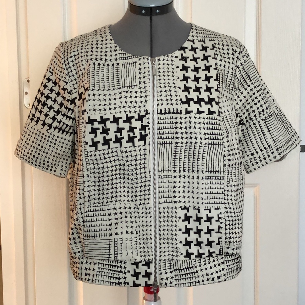 CAbi- Mixed Pattern Off-White and Black Jacket